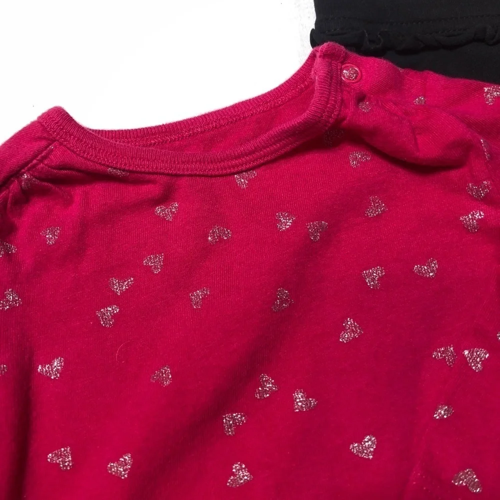 Heart Stamped Print Top & Ruffle Waisted Pants